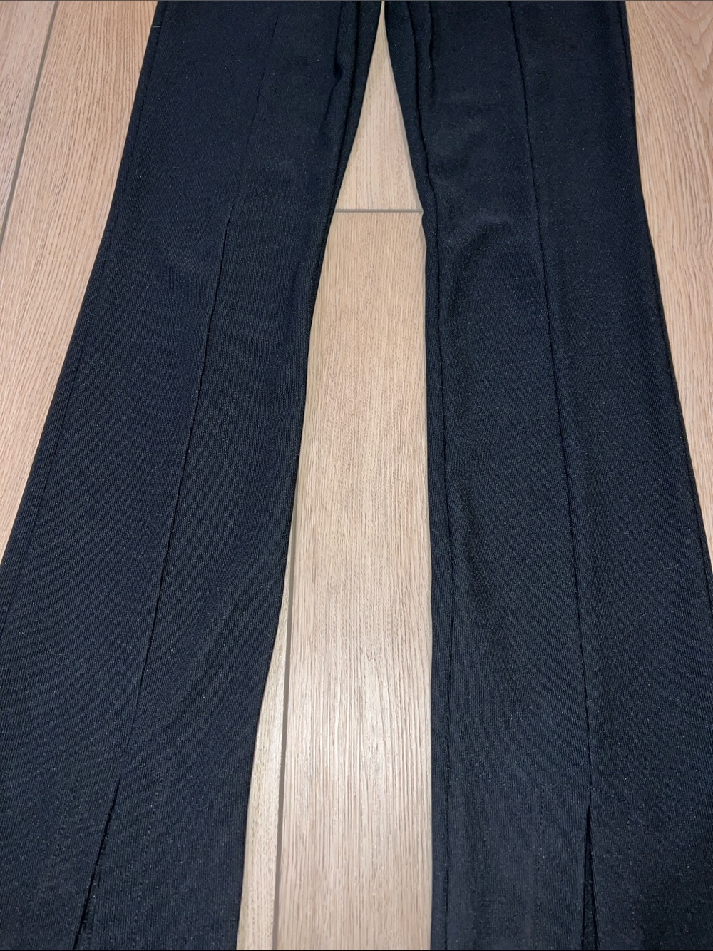 Zara Black High-Waisted Ribbed Flare Leggings with Front Split-hems - Picture 13 of 15